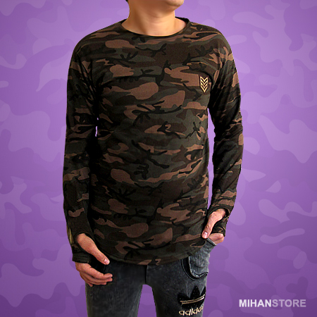 بلوز مردانه طرح ارتشی Men Camouflage Sleeve Shirts