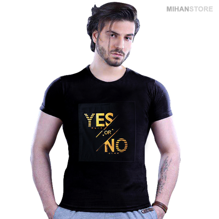خرید پستی تی شرت مردانه طرح Yes or No
