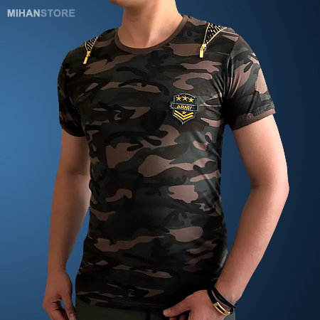 تی شرت مردانه و پسرانه ارتشی طرح Zipper