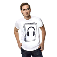خرید پستی تی شرت مردانه طرح هدفون (سفید)