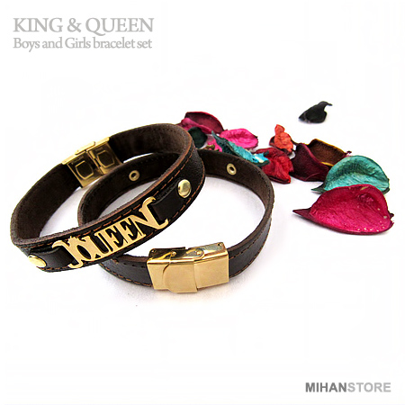  دستبند چرم طرح کینگ King و کوین Queen