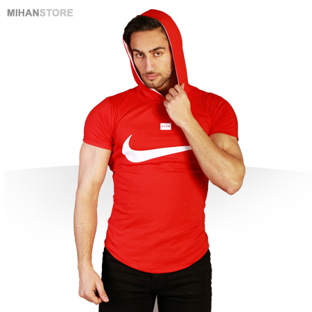 تی شرت کلاه دار نایک Nike طرح قرمز Red