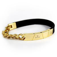خرید پستی دستبند چرم و استیل طرح Rolex